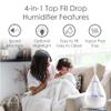 Crane White Drop 4 in 1 Ultrasonic Cool Mist Top Fill Humidifier with Sound Machine, 1 Gallon Tank, For Large Rooms, Clear and White, Baby Nursery Humidifier view 2
