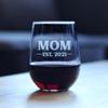 Bevvee Mom Est 2021 - New Mother Stemless Wine Glass Gift for First Time Parents - Bold 17 Oz Large Glasses view 2