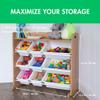 Humble Crew Toy Storage Organizer with Top Shelf and 9 Removable Bins, Natural/White  Toddler Bookshelf with Toy Organizer - Modern Toy Rack Ideal for Kids' Rooms, Playrooms, and Nurseries view 2