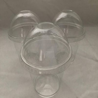 100sets 9oz. Plastic Ultra Clear squat Cups with Dome lids without hole is for Cupcake, icecream (9oz dome lids 100sets)