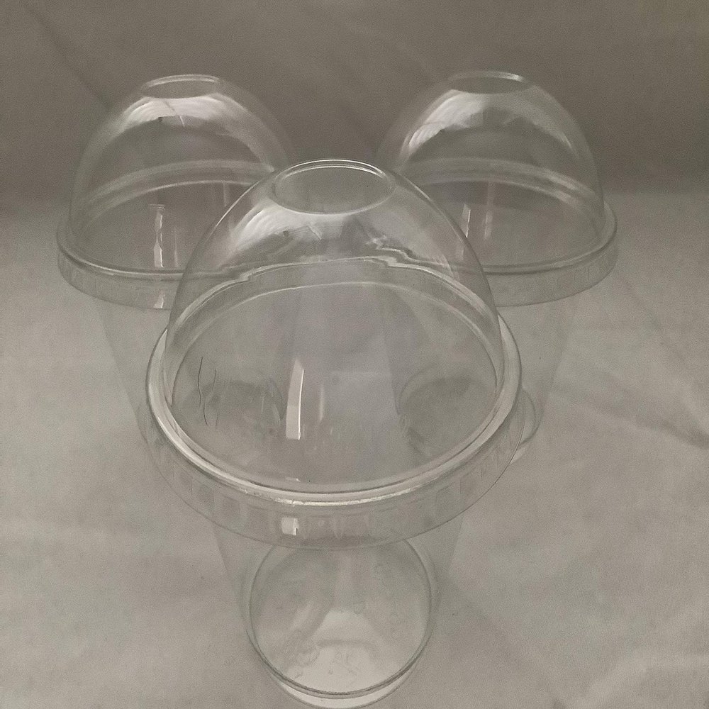 100sets 9oz. Plastic Ultra Clear squat Cups with Dome lids without hole is for Cupcake, icecream (9oz dome lids 100sets)
