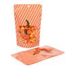 ClearBags Pumpkin Seasonal Stand-Up Zipper Pouch | 5.13 x 3.13 x 8.13 | Halloween Treat Bags with Pumpkin Window & Resealable Closure | Two-Tone Stripes, Solid Orange Back (25 Pack, ZBGW3P) view 2