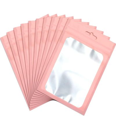 100Pcs Resealable Mylar Ziplock Bags for Food Storage Smell Proof Pouch for Candy Cookies Party Favor (Pink 3.1 x 5.1 inch)