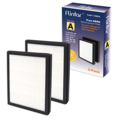Flintar Type A Replacement Filter A, Made in TAIWAN, Compatible with Filtrete FAP-C01-A and IDYLIS AC-2119, IAP-10-100, IAPC-40-140, IAP-10-150, Part #1150096, Filter Size A, 2-Pack
