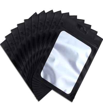 100Pcs Resealable Mylar Ziplock Bags for Food Storage Smell Proof Pouch for Candy Cookies Party Favor (Black,3 x 4.7 inch)