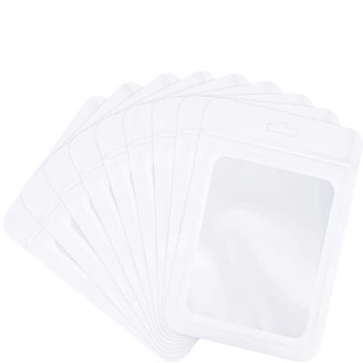 100Pcs Resealable Mylar Ziplock Bags for Food Storage Smell Proof Pouch for Candy Cookies Party Favor (White 3.1 x 5.1 inch)