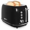 2 Slice Retro Stainless Steel Toaster with Bagel, Cancel, Defrost Function and 6 Bread Shade Settings Bread Toaster, Extra Wide Slot and Removable Crumb Tray (Black) view 1