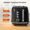 2 Slice Retro Stainless Steel Toaster with Bagel, Cancel, Defrost Function and 6 Bread Shade Settings Bread Toaster, Extra Wide Slot and Removable Crumb Tray (Black) view 2