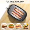 2 Slice Retro Stainless Steel Toaster with Bagel, Cancel, Defrost Function and 6 Bread Shade Settings Bread Toaster, Extra Wide Slot and Removable Crumb Tray (Black) view 4