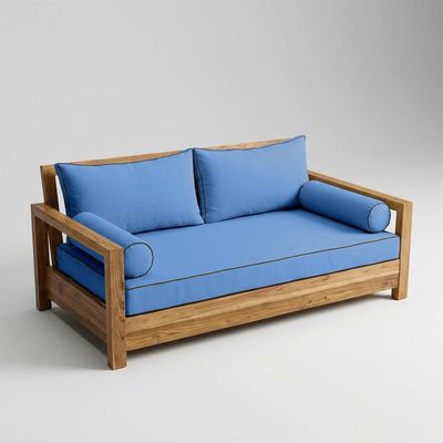 Prolinemax Style 2 - Mattress & Pillow Bolster Cushion for Outdoor Indoor Daybed Porch Swing Bed Contrast Pipe Full Size AD102 | Covers ONLY |