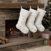 AOGU 3 Pack 22 Inch Faux Fur Sequin Snowflake Christmas Stockings Snowy White Christmas Stockings Hanging Ornaments Candy Gift Bags for Christmas Decorations view 3