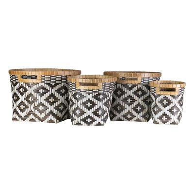 EAST at MAIN Nefertiti Woven Baskets, Black and White