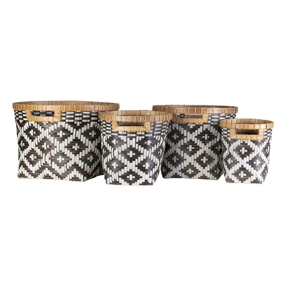 EAST at MAIN Nefertiti Woven Baskets, Black and White
