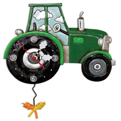 Allen Designs Green Tractor Time Swinging Pendulum Clock P1864 12 inches x 19 inches