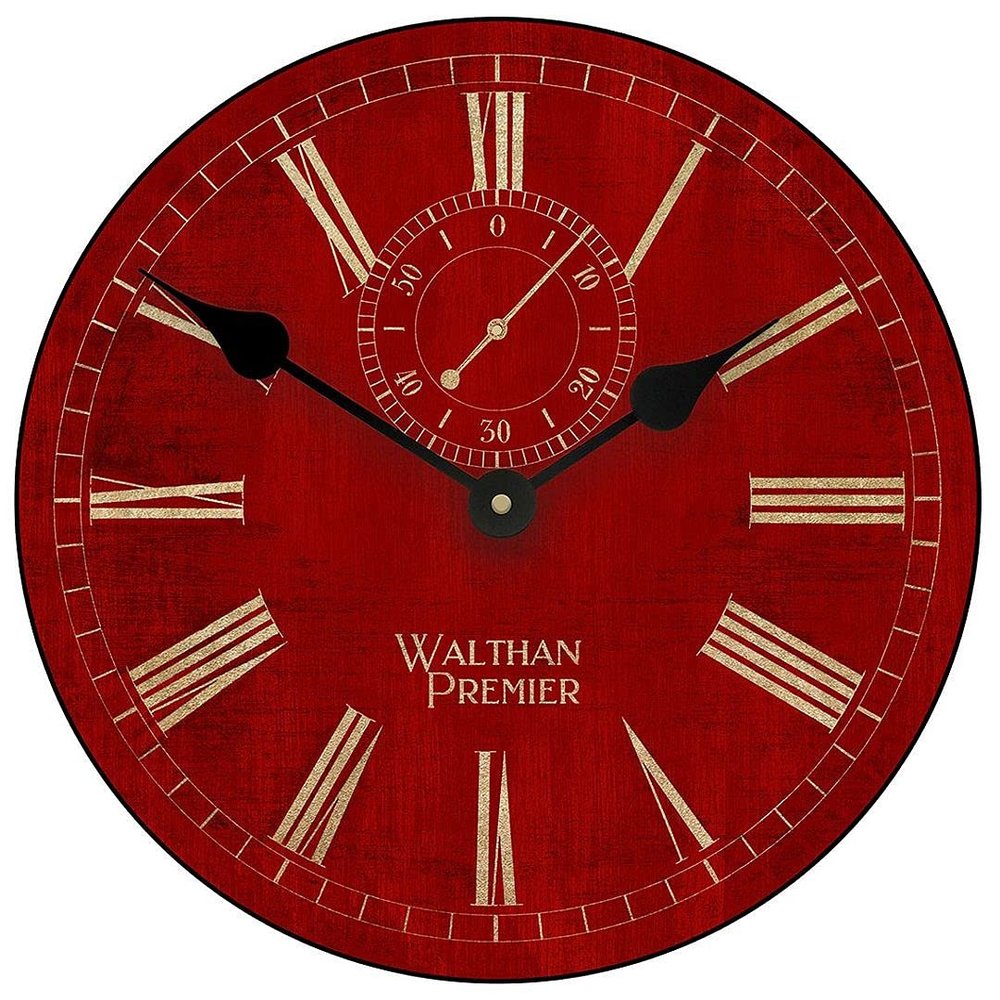 Alston Walston Red & Gold, Large Wall Clock| Ultra Quiet Quartz Mechanism | Hand Made in USA Beautiful Crisp Lasting Color | Comes in 8 Sizes | 24-Inch