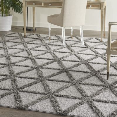 Nourison Home Melfi Grey 7'10" x 9'10" Area Rug - Easy Clean, Non Shedding, Bed Room, Living Room, Dining Room, Kitchen (8' x 10')