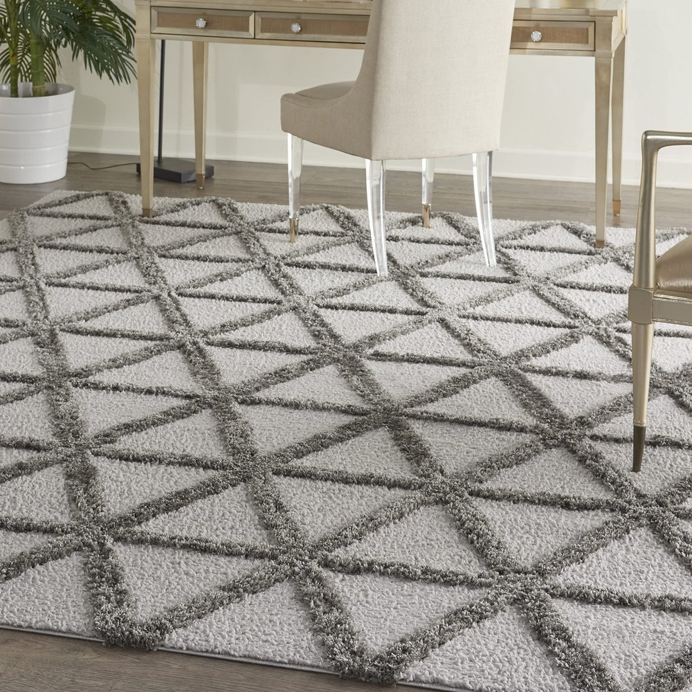 Nourison Home Melfi Grey 7'10" x 9'10" Area Rug - Easy Clean, Non Shedding, Bed Room, Living Room, Dining Room, Kitchen (8' x 10')