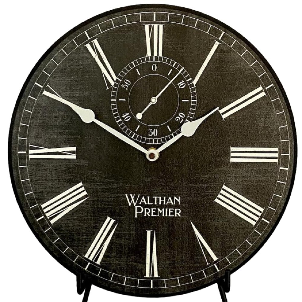 Alston Walston Black & White Large Wall Clock | Ultra Quiet Quartz Mechanism | Hand Made in USA Beautiful Crisp Lasting Color | Comes in 8 Sizes
