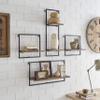Danya B Framed Wall Art 4-Piece Modern Shelf Set - Metal Frame and MDF Shelves (Black/Brown Walnut) view 1