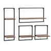 Danya B Framed Wall Art 4-Piece Modern Shelf Set - Metal Frame and MDF Shelves (Black/Brown Walnut) view 3