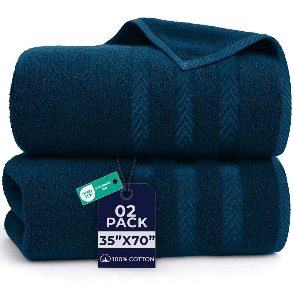 DAN RIVER 2 Pack Luxury Bath Sheets 35x70, 600 GSM, Soft & Quick Dry 100% Ring Spun Cotton Towels Ideal for Hotels, Spas, Gyms & Salons Extra Large, Opal Blue