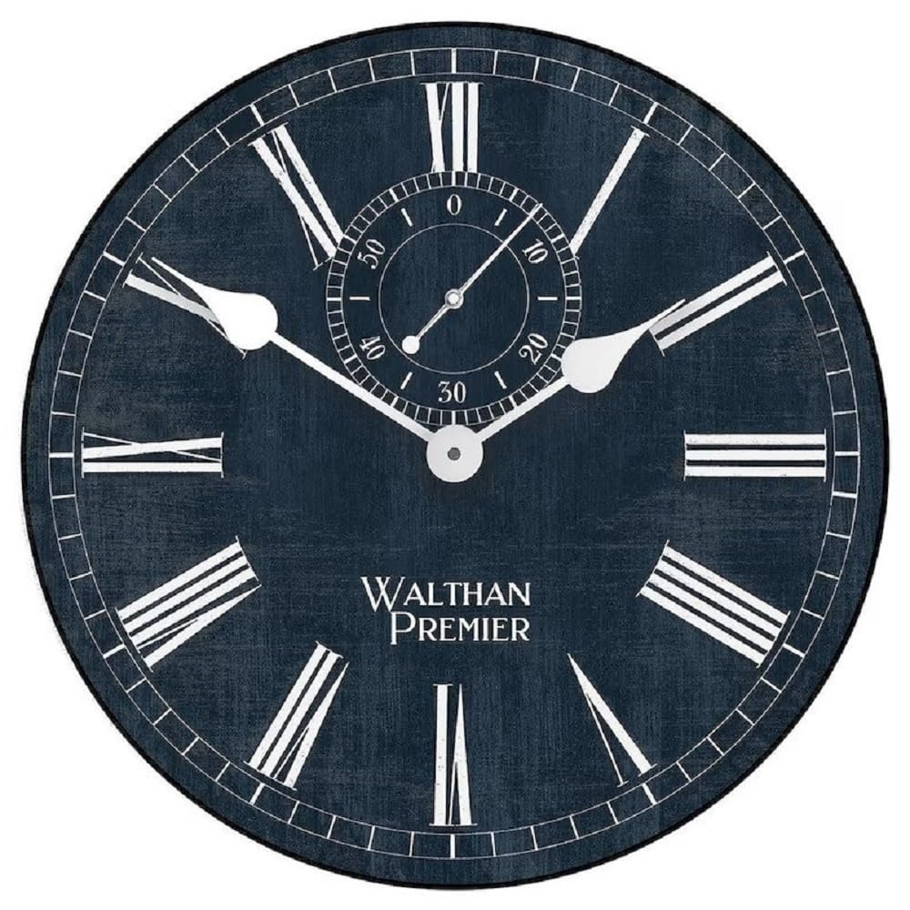 Alston Walston Navy & White Large Wall Clock | Ultra Quiet Quartz Mechanism | Hand Made in USA Beautiful Crisp Lasting Color | Comes in 8 Sizes| 24-Inch