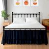 Shreem Linen Ruffled Bed Skirt with Split Corners, Gathered Style, 100% Microfiber, 28-Inch Drop, Dust Ruffle Bedskirt with Platform, Full-XL, Navy Blue view 1