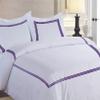 BedDecor Duvet Cover Set  3-Piece, 500TC Egyptian Cotton with 3-Line Embroidery, Zipper Closure & Corner Ties  Purple, Full/Queen view 3