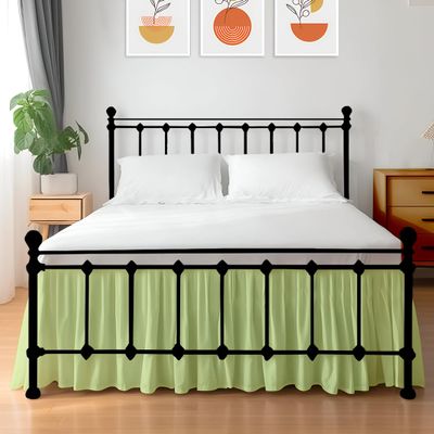 Shreem Linen Ruffled Bed Skirt with Split Corners, Gathered Style, 100% Microfiber, 16-Inch Drop, Dust Ruffle Bedskirt with Platform, Twin-XL, Sage