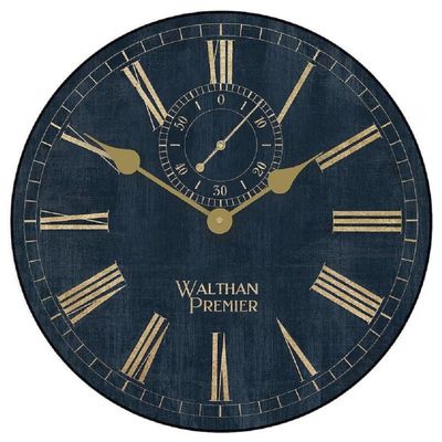 Alston Walston Navy & Gold Large Wall Clock | Ultra Quiet Quartz Mechanism | Hand Made in USA Beautiful Crisp Lasting Color | Comes in 8 Sizes | 24-Inch