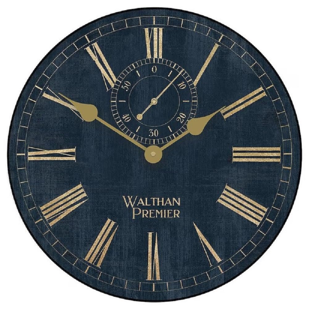 Alston Walston Navy & Gold Large Wall Clock | Ultra Quiet Quartz Mechanism | Hand Made in USA Beautiful Crisp Lasting Color | Comes in 8 Sizes | 24-Inch