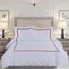 BedDecor 3 Piece 3 Line Embroidery Duvet Set with Zipper & Corner Ties 100% Egyptian Cotton 500 Thread Count Premium Hotel Quality Decorative BeddingKing/California King, Brickred view 2
