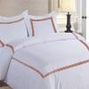 BedDecor 3 Piece 3 Line Embroidery Duvet Set with Zipper & Corner Ties 100% Egyptian Cotton 500 Thread Count Premium Hotel Quality Decorative BeddingKing/California King, Brickred view 3