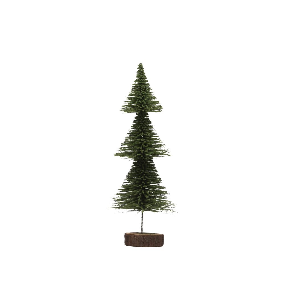 Creative Co-Op Bottle Brush Wood Base Trees, Green (XM5293)
