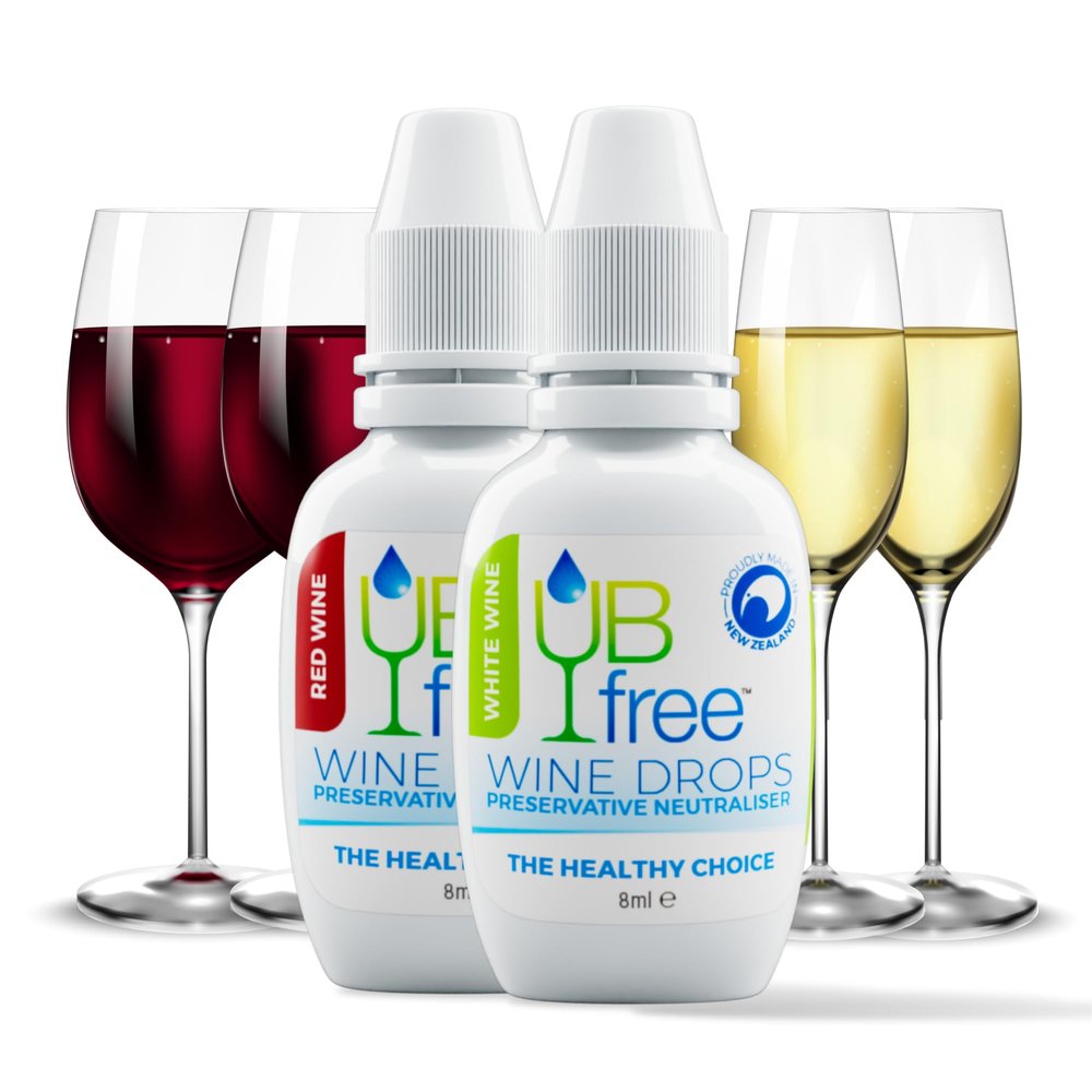 UBfree Wine Drops - 2pk Red & White - Removes Sulfites and Histamines from Red and White Wines | Naturally Eliminate Wine Headaches Sensitivities and Allergies | Odorless Tasteless | Discrete Portable