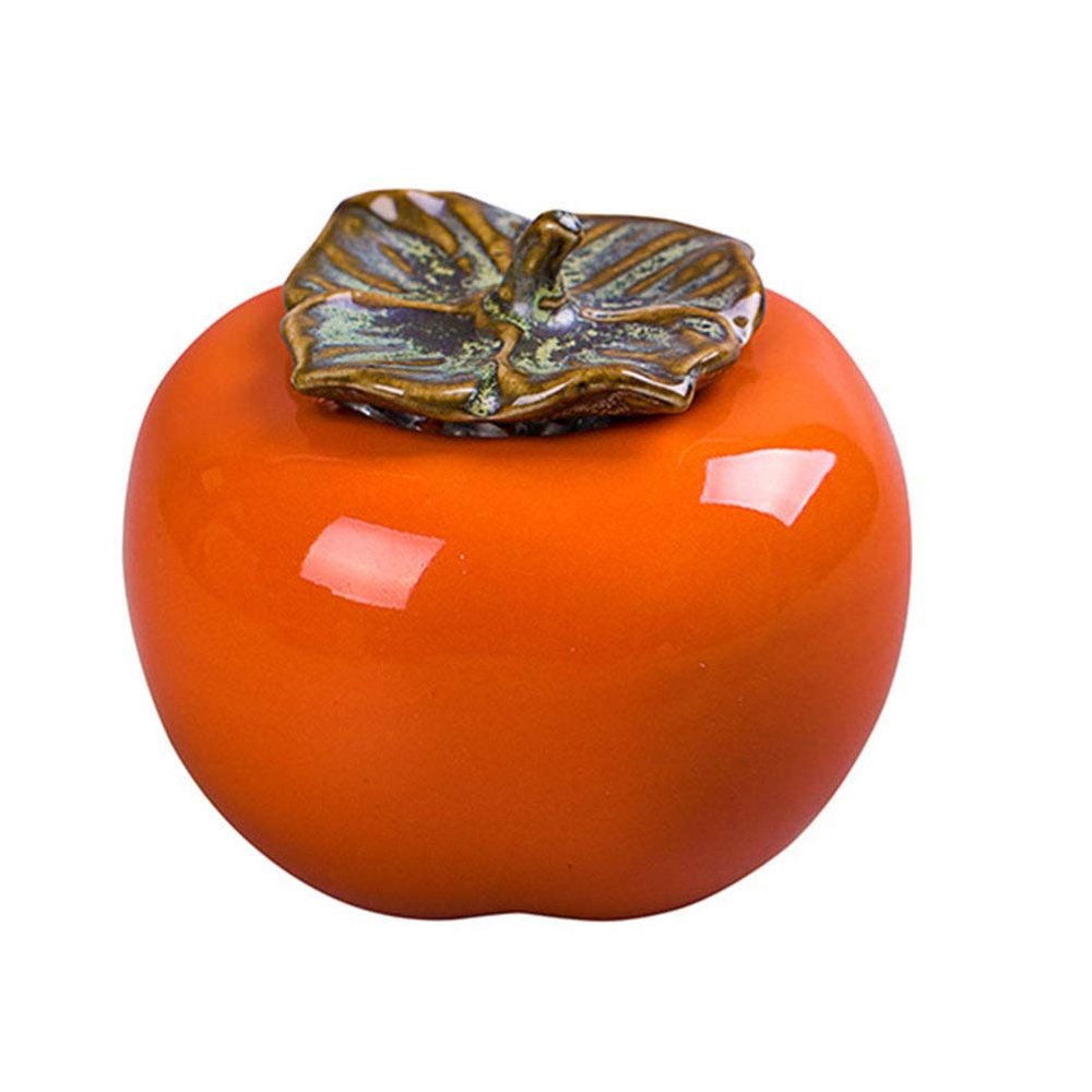NUOBESTY Ceramics Tea Storage Containers Glazed Persimmon Loose Tea Tin Sealed Jar Food Container for Serving Tea Coffee Spice Sugar Orange