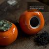 NUOBESTY Ceramics Tea Storage Containers Glazed Persimmon Loose Tea Tin Sealed Jar Food Container for Serving Tea Coffee Spice Sugar Orange view 3