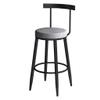 Bar Stools Retro Kitchen Pub Round Flannel Seat Elegant Breakfast Barstools Counter High Chair Home Backrest Black Metal Iron Legs,Seat Height:65CM,75CM view 1