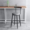 Bar Stools Retro Kitchen Pub Round Flannel Seat Elegant Breakfast Barstools Counter High Chair Home Backrest Black Metal Iron Legs,Seat Height:65CM,75CM view 2
