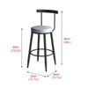 Bar Stools Retro Kitchen Pub Round Flannel Seat Elegant Breakfast Barstools Counter High Chair Home Backrest Black Metal Iron Legs,Seat Height:65CM,75CM view 3