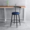 Bar Stools Retro Kitchen Pub Round Flannel Seat Elegant Breakfast Barstools Counter High Chair Home Backrest Black Metal Iron Legs,Seat Height:65CM,75CM view 2