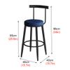 Bar Stools Retro Kitchen Pub Round Flannel Seat Elegant Breakfast Barstools Counter High Chair Home Backrest Black Metal Iron Legs,Seat Height:65CM,75CM view 3