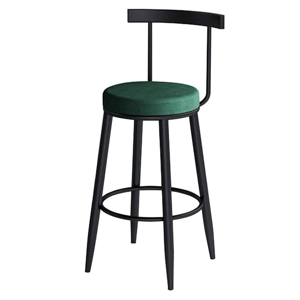 Bar Stools Retro Kitchen Pub Round Flannel Seat Elegant Breakfast Barstools Counter High Chair Home Backrest Black Metal Iron Legs,Seat Height:65CM,75CM