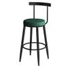 Bar Stools Retro Kitchen Pub Round Flannel Seat Elegant Breakfast Barstools Counter High Chair Home Backrest Black Metal Iron Legs,Seat Height:65CM,75CM view 1