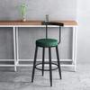 Bar Stools Retro Kitchen Pub Round Flannel Seat Elegant Breakfast Barstools Counter High Chair Home Backrest Black Metal Iron Legs,Seat Height:65CM,75CM view 2