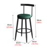 Bar Stools Retro Kitchen Pub Round Flannel Seat Elegant Breakfast Barstools Counter High Chair Home Backrest Black Metal Iron Legs,Seat Height:65CM,75CM view 3