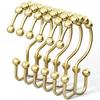 DAWNER Shower Curtain Hooks Rings, Rust Proof Hooks, Metal Easy Glide Double Shower Rings Hooks, Stainless Steel Shower Curtain Hangers for Bathroom Shower Curtains, Set of 12 Hooks, Gold Color view 1