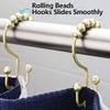 DAWNER Shower Curtain Hooks Rings, Rust Proof Hooks, Metal Easy Glide Double Shower Rings Hooks, Stainless Steel Shower Curtain Hangers for Bathroom Shower Curtains, Set of 12 Hooks, Gold Color view 2