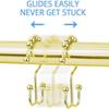 DAWNER Shower Curtain Hooks Rings, Rust Proof Hooks, Metal Easy Glide Double Shower Rings Hooks, Stainless Steel Shower Curtain Hangers for Bathroom Shower Curtains, Set of 12 Hooks, Gold Color view 3