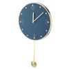 Ichiias Silent Wall Clock, Elegant Simple Pendulum Clock, Modern Durable for Home Living Room Study Room Office(Blue-Round Pendulum) view 1